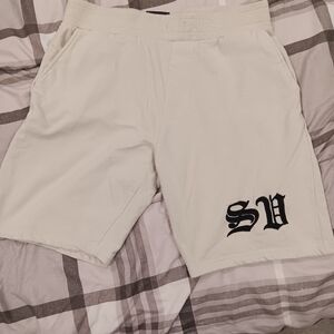 Stylish White Men's Sweatshorts CR-24 Size Large